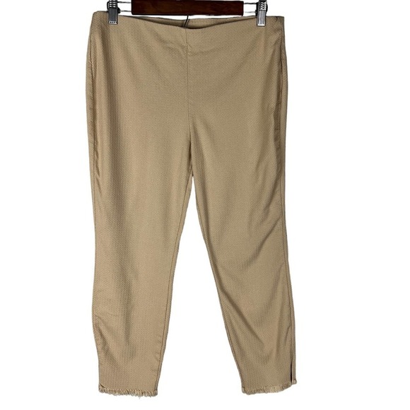 ALFANI DRESS‎ PANT SLACKS RAW HEM PULL ON ELASTIC WAIST SKINNY LEG BEIGE SIZE 10 - Picture 1 of 11